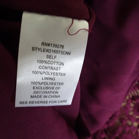 Daniel Rainn Size L Crochet lined Dressy Top Eggplant Wine Burgundy Dressy - Picture 9 of 11